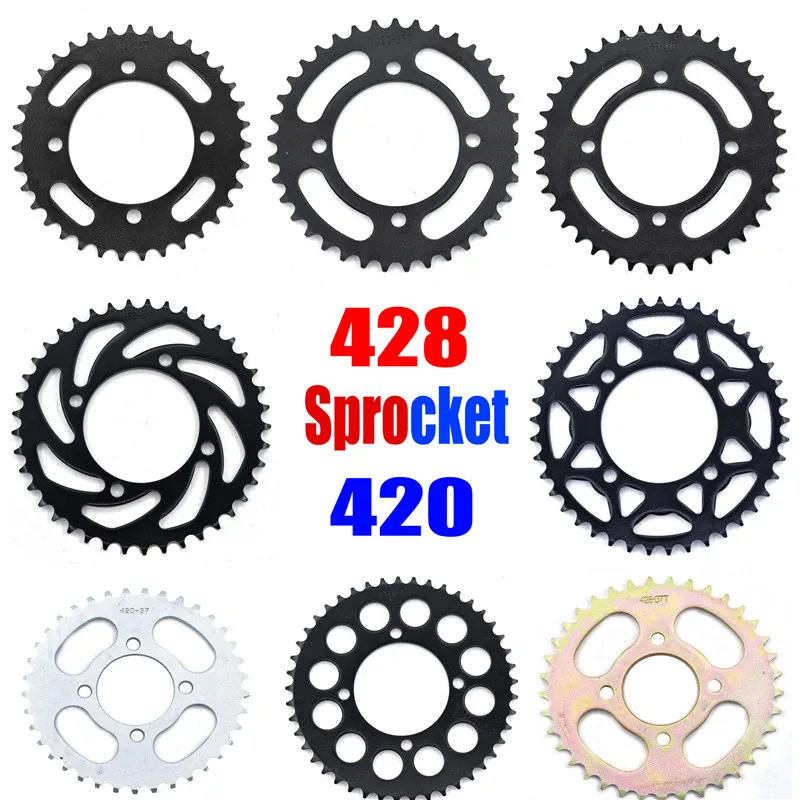 Цепи 420/428 звездочки цепи для мотоцикла 35T/37T/39T/41T/43T/45T/48T Задняя звездочка