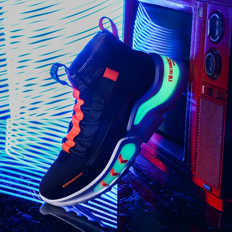 

2020 autumn and winter new net red tide shoes high-top socks trend all-match casual running sports Gaobang men's shoes