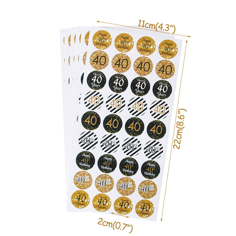 216pcs Sticker Взрослые 30/40/50/60/70th Торт Топперы День Рождения украшения для взрослых юбилей черный золотой посуда бумажные тарелки принадлежности для чашек - Цвет: 216pcs Sticker