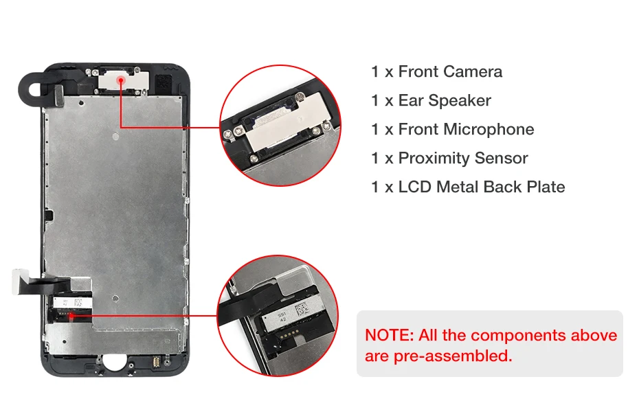 Полный ЖК-экран для iPhone 7 8 Plus, OEM дисплей, полная сборка, дигитайзер, замена с 3D сенсорным экраном, протестирован без битых пикселей