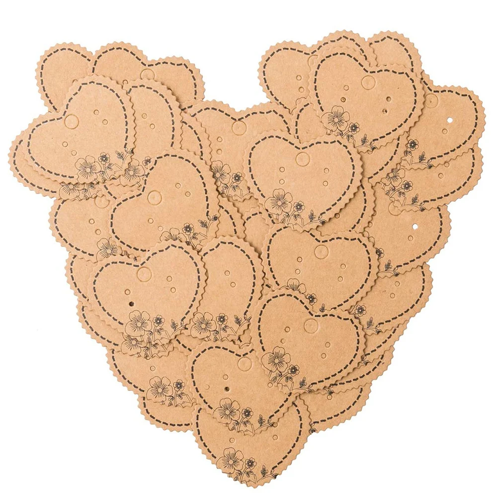 

50Pcs Kraft Paper Jewelry Display Cards Cartoon Shape Paper Cardboardfor Handmade Stud Earring Packing Price Tag Label Cards