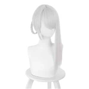 Game NieR RepliCant Cosplay Wigs NieR Kaine Braided Cosplay Wig Heat Resistant Synthetic Wig White Straight Hairs hairpieces Cos