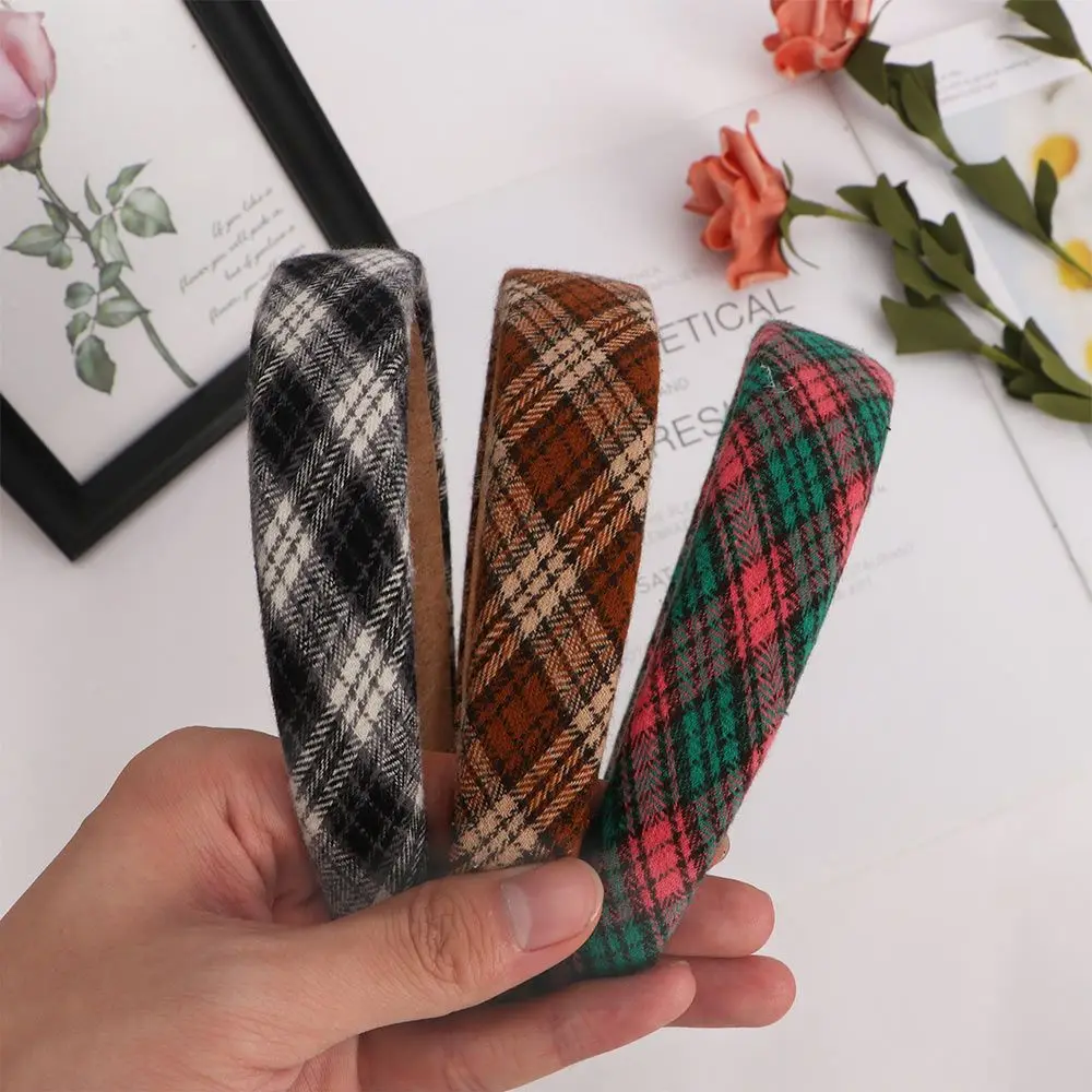 

Women Retro Elegant Plaid Striped Sponge Wide Hairbands Sweet Hair Hoop Make Up Headband Fashion Hair Accessories