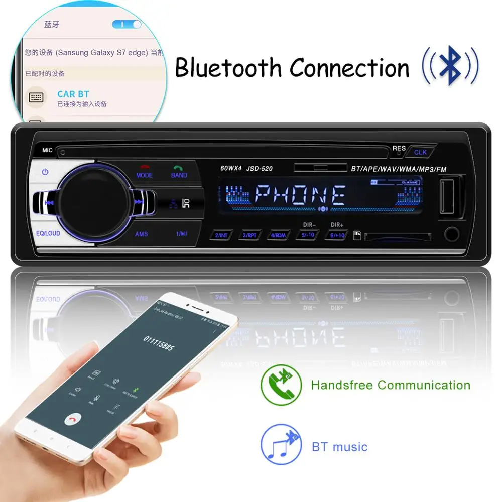 Авторадио JSD 520 авто стерео 1 Din автомобильное радио 12 в bluetooth V2.0 FM Aux вход приемник