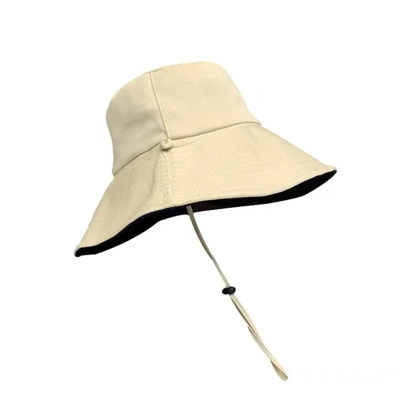 Women's Bucket Hat Summer Sun Fashion Big Brim Cotton Beach Fishing Hunting Cap Anti-UV Wide Panama Fisherman Visor | Аксессуары для