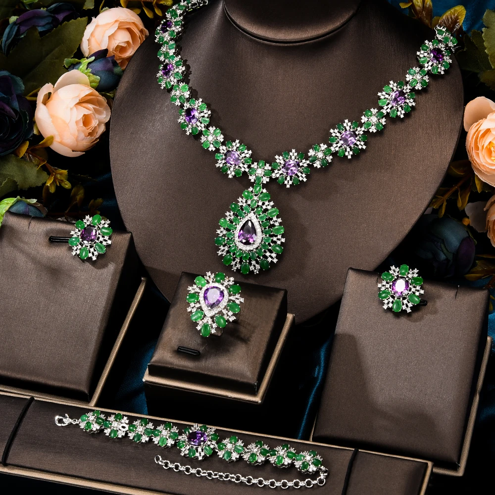

GODKI Famous Brand 4PCS Ruby CZ Luxury African Jewelry Set For Women Wedding Party Zircon Crystal Dubai Bridal Jewelry Set Gift