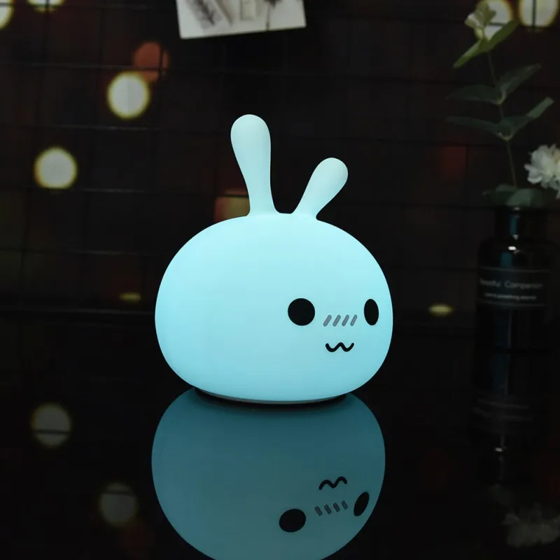 Цветной силиконовый светодиодный фонарь с кроликом перезаряжаемый сенсорный