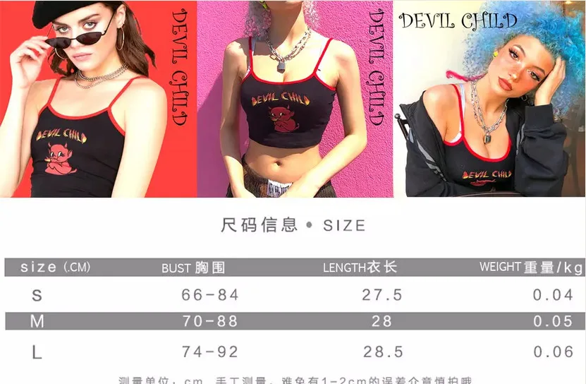 Кроп-Топ женский с принтом дьявола повседневный Модный облегающий топ открытой