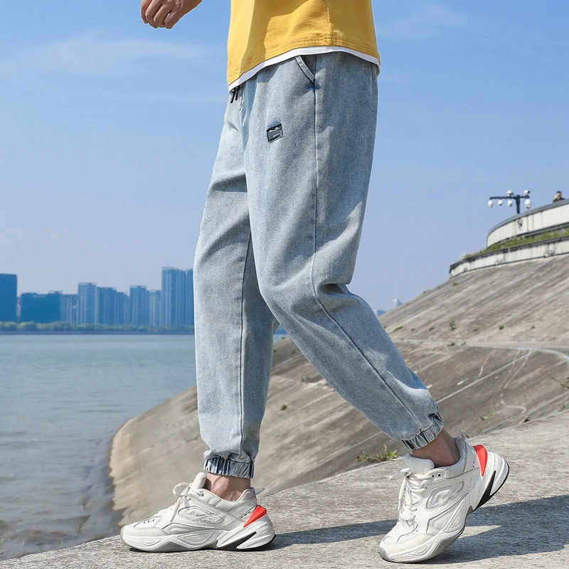 Повседневные джинсы мужские осенние хлопковые однотонные рабочие брюки в стиле