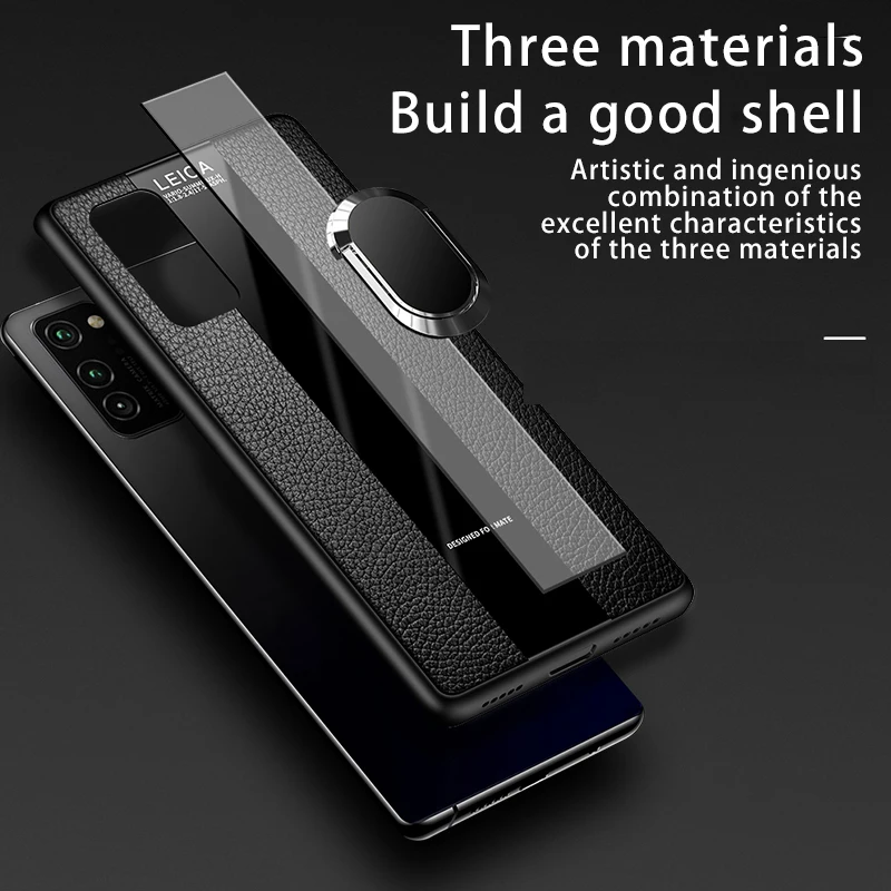 Luxury Leather Silicone Magnetic Holder Phone Case For Huawei Honor V 30 20 10 9 8 X C P30 P20 Pro Lite Ring Bracket Cover Coque