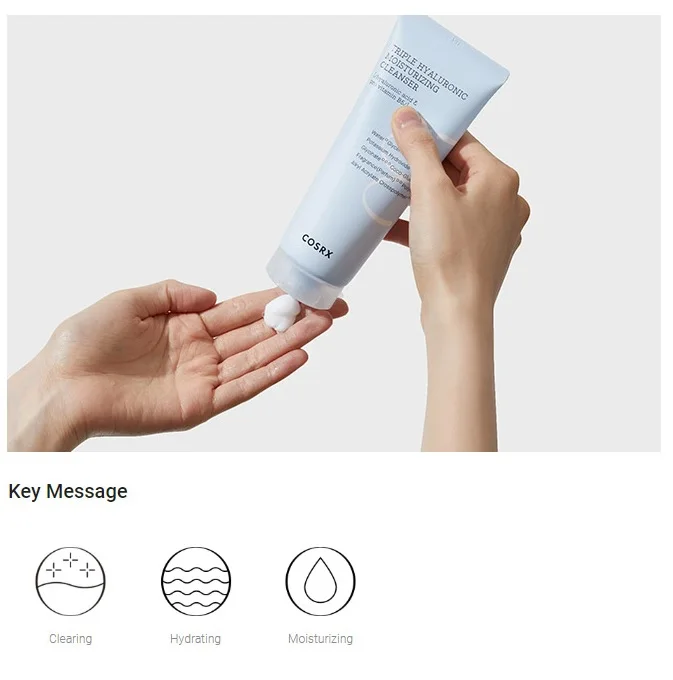 Гидравлическое тройное увлажняющее очищающее средство COSRX с гиалуроновой