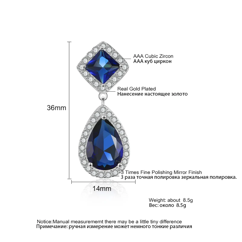 ZAKOL новый дизайн модные квадратные каплевидные прозрачные висячие серьги с