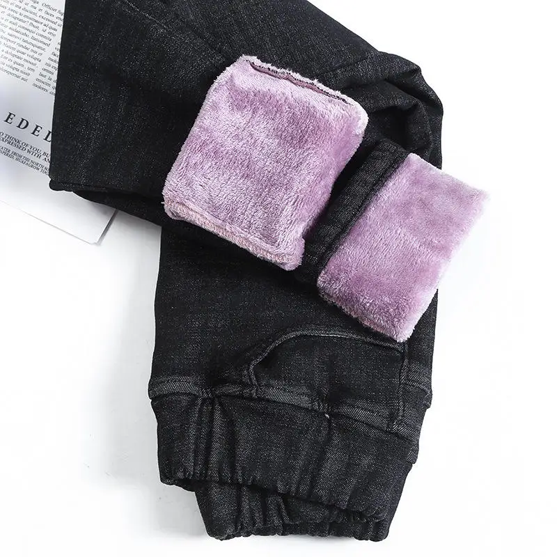 

Fashion Warm Woman Jeans Plus Velvet Stretch Denim Pencil Pants Female Streetwear High Waisted Mom Jeans Mujer Pantalones Q3292