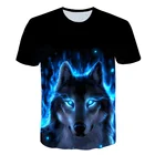 Модные футболки для мальчиков с 3D рисунком волка, Веселая футболка с коротким рукавом, топы, футболка для девочек с рисунком животных, Детская футболка