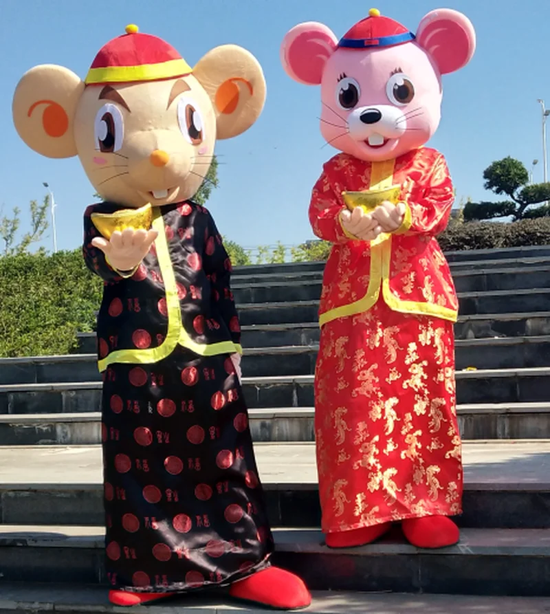 Custom Mouse Cartoon Doll Costume Head New Year Mascot Zodiac Clothes Cosplay Anime Halloween Costumes Christmas | Тематическая