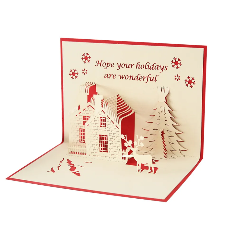 Рождественские 3D всплывающие открытки стерео поздравительные AR технология