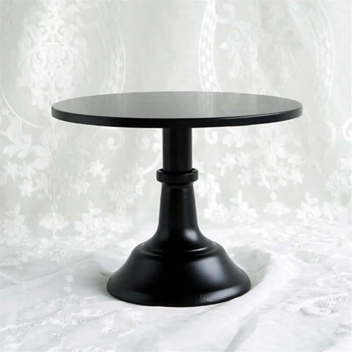 Round Cake Stand Pedestal Black Dessert Holder Exquisite Metal Iron Cake Rack Base Wedding Party Birthday Cupcake Holder 10 Inch