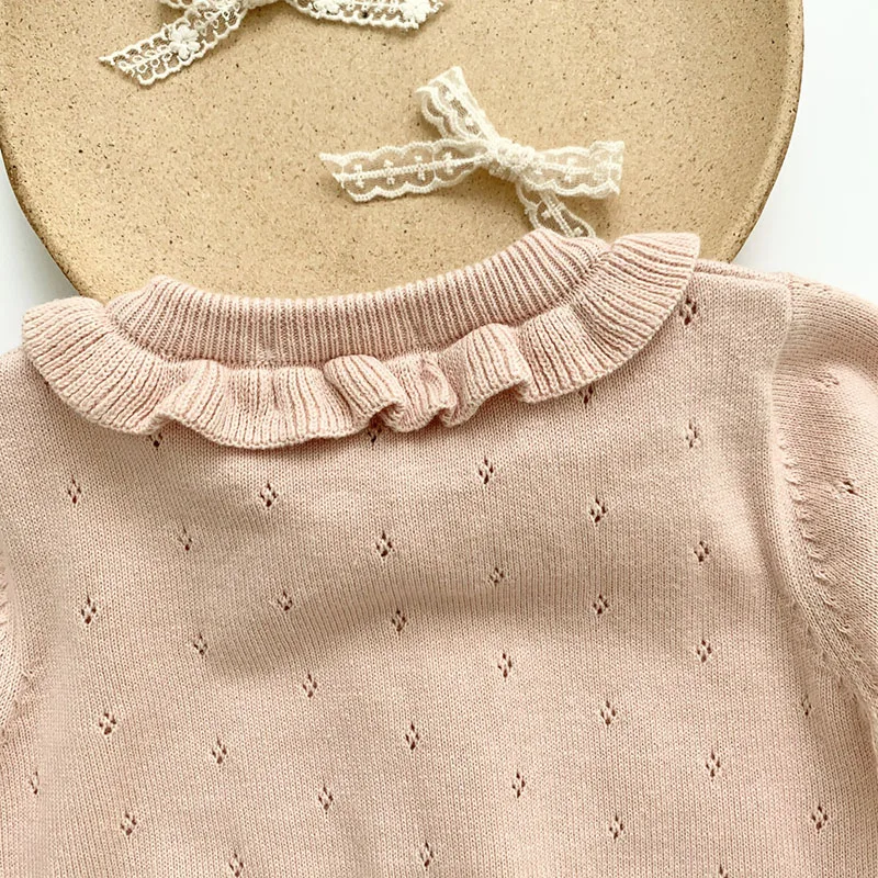 

New 2021 Spring Autumn Baby Girls Hollow Out Cardigan Coat Clothing Baby Girls Long Sleeve Knit Coat Children Kids Girls Coats