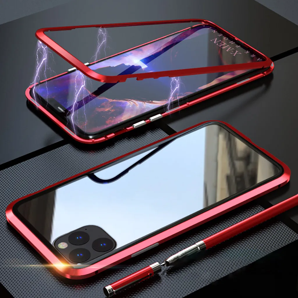 Магнитный металлический чехол-бампер для iPhone 11 11 Pro 11 Pro Max, односторонний стеклянный защитный чехол для iPhone 11 Pro 919#2