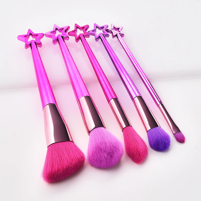 

5 Pcs Pink Star Makeup Brushes Tool Set Eye Shadow Foundation Brush Highlighter Contour Make Up Brush Cosmetic Tools