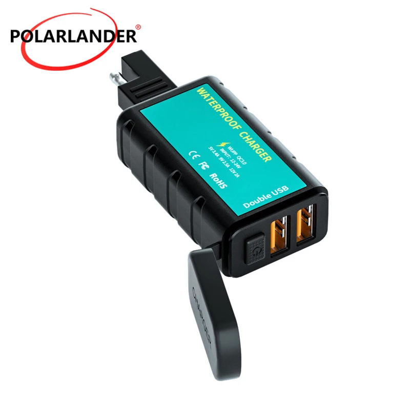 

Автомобильное зарядное устройство, водонепроницаемая квадратная двойная USB-розетка с выключателем для быстрой зарядки, со встроенным разъ...