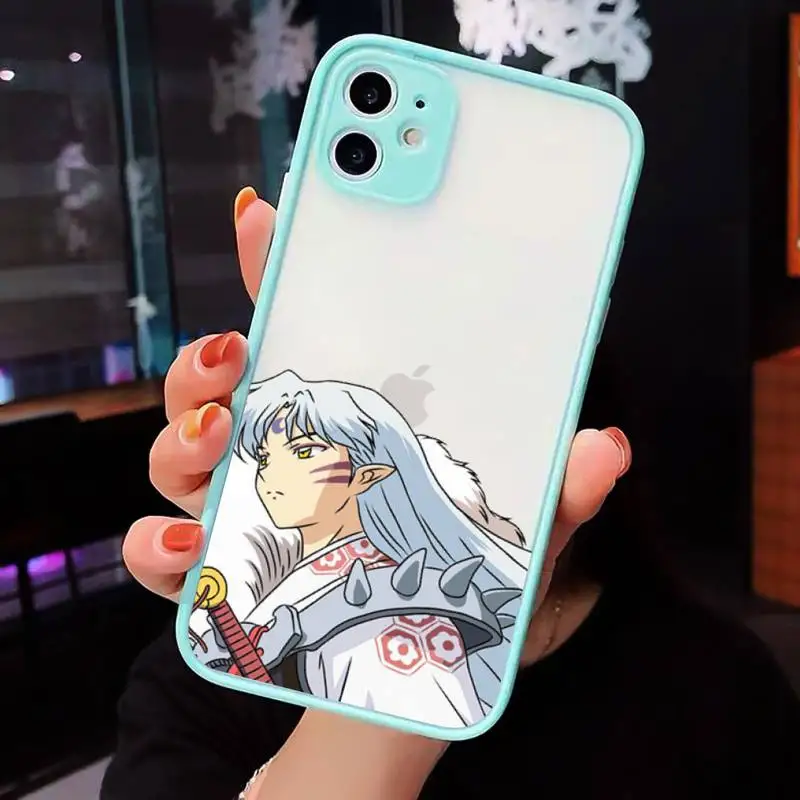

Anime Inuyasha Phone Cases Matte transparent For blue iPhone 12 Mini 11 Pro XR XS Max 7 8 Plus X Back Cover