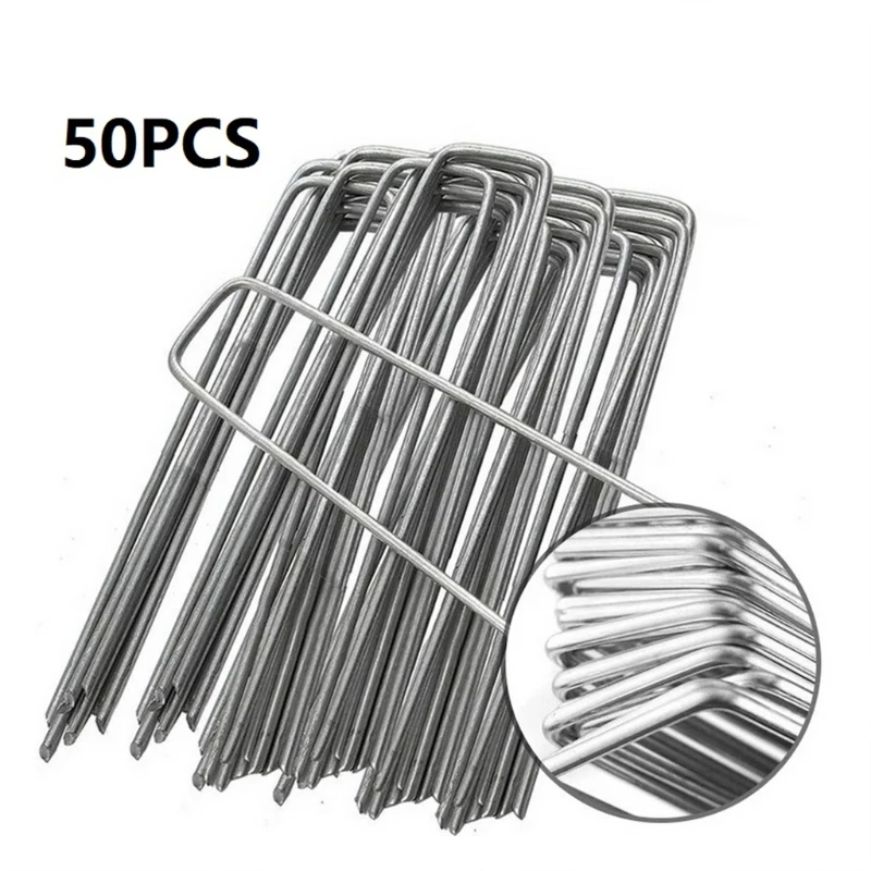

U-shaped Fence Stake Heavy-duty Sod Pins Galvanized Anti-rust Garden Landscape Staples for Holding Fence Ground Cover