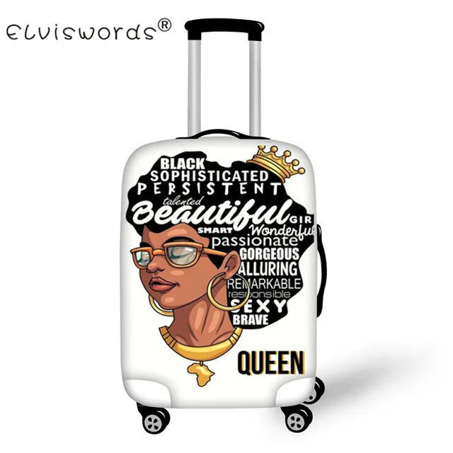 ELVISWORDS Black Girl Magic Afro Lady дорожный защитный чехол на чемодан для 18-30 дюймов аксессуары для путешествий Чехол - Цвет: YQ3606