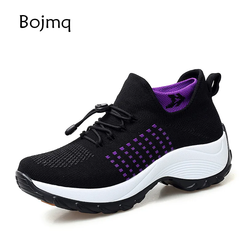 Bojmq tenis feminino Tenis Mujer; Новинка года; мягкий светильник; спортивная обувь; женская обувь для тенниса; женские устойчивые спортивные кроссовки; кроссовки - Цвет: Черный