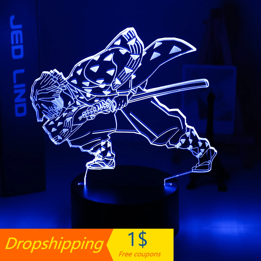 Акриловый светодиодный ночсветильник аниме рассекающий демонов Agatsuma Zenitsu