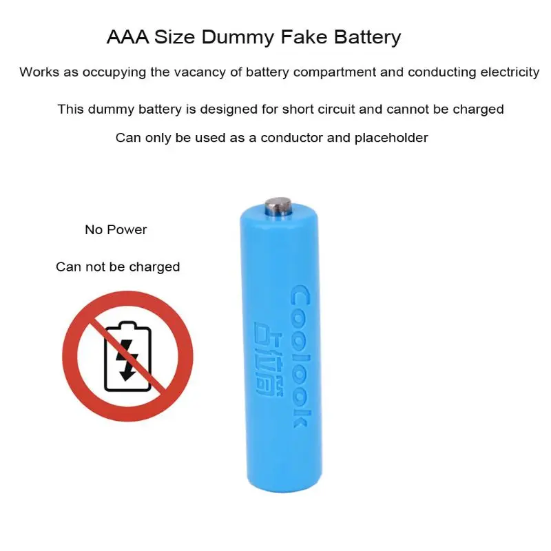 

H7JA 1Pc AAA 10440 Size Dummy Fake Battery Case Shell Placeholder Cylinder Conductor Use with Rechargeable Batteries