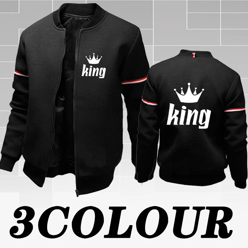 

Куртка King Crown мужская с вышивкой логотипа, однотонная бейсбольная форма с принтом, Повседневная Свободная куртка унисекс с круглым вырезом