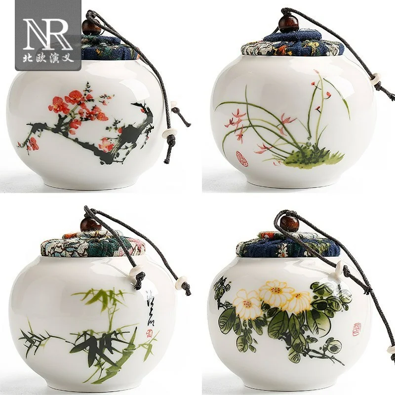 Белая маленькая керамическая банка для хранения чая контейнер упаковки канистра