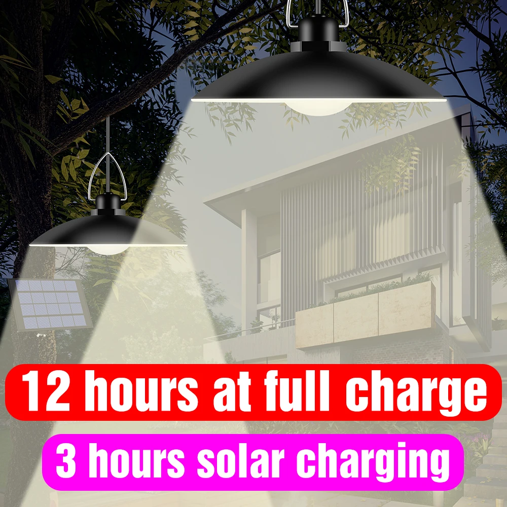 

Outdoor LED Shed Lights Waterproof Solar Pendant Lamp With Line Bulb 5V Chandelier Solar Lamps For Camping Garden Yard Lighting