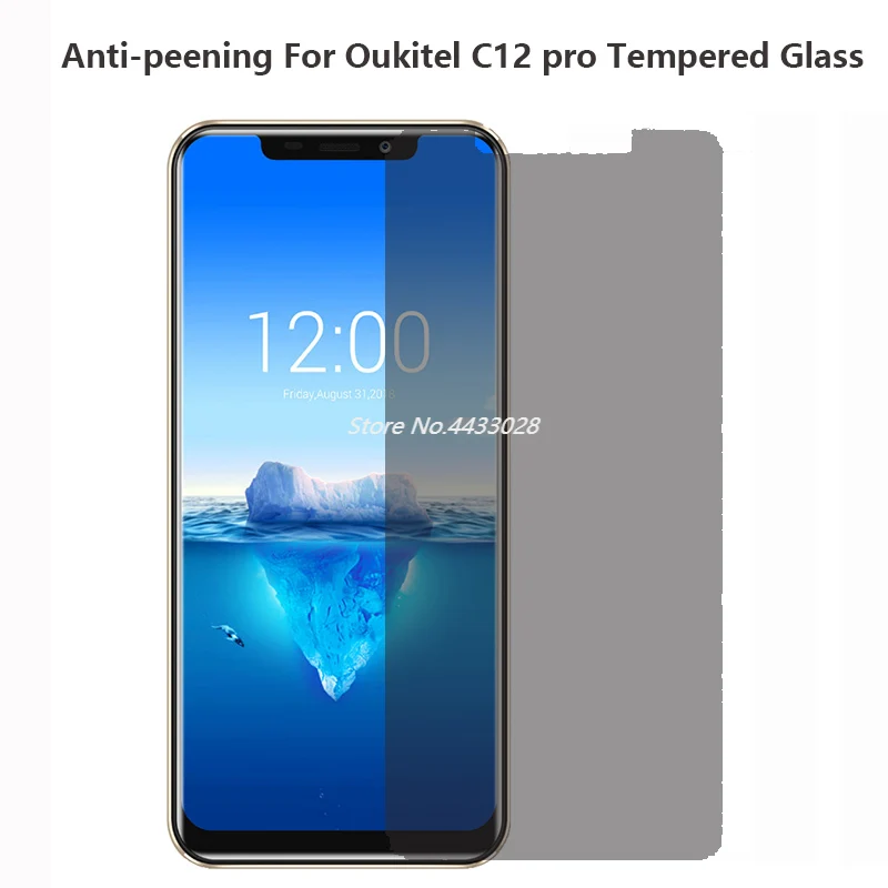 Anti Glare OUKITEL C12 Pro Smartphone Tempered Glass Screen Protector Privacy For OUKITEL C12pro 6.18 inch Anti-peening Glass