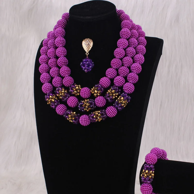 Дудо Африканский свадебный набор ювелирных изделий Бриджит для нигерийских женщин 3 слоя акриловых шаров и ручные хрустальные аксессуары Новый на.