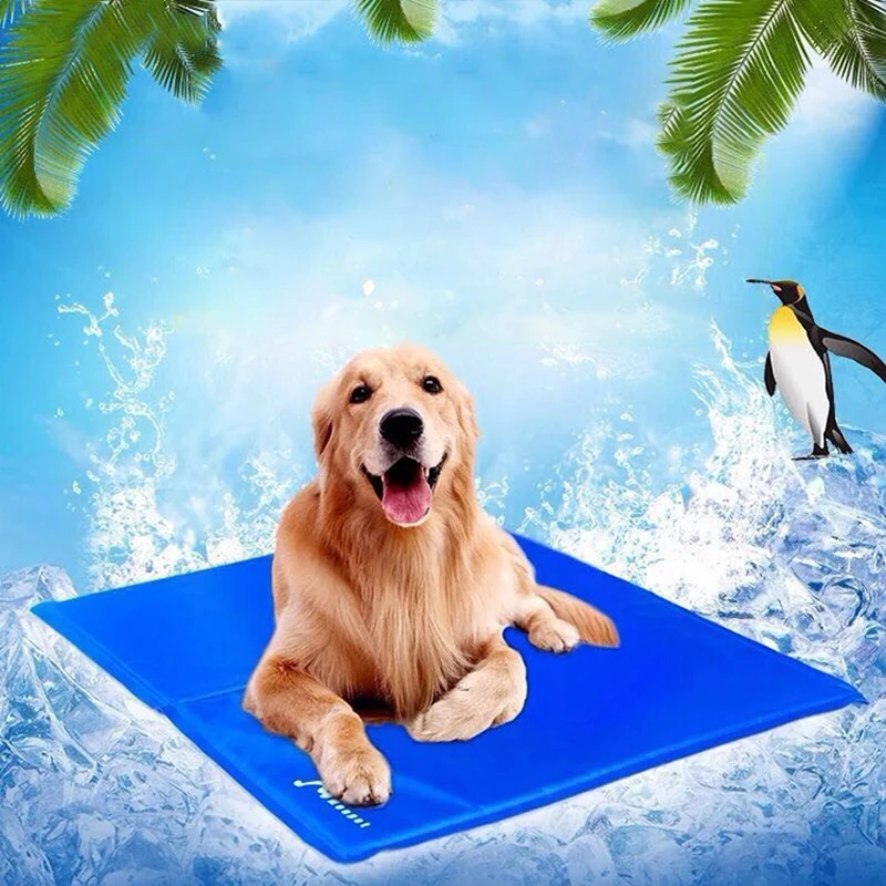 

Pet Dog Summer Mats Self Cooling Mat Pressure Activated Pad Blue Gel Mat For Kennels Beds Cool Down Car Seats Couches