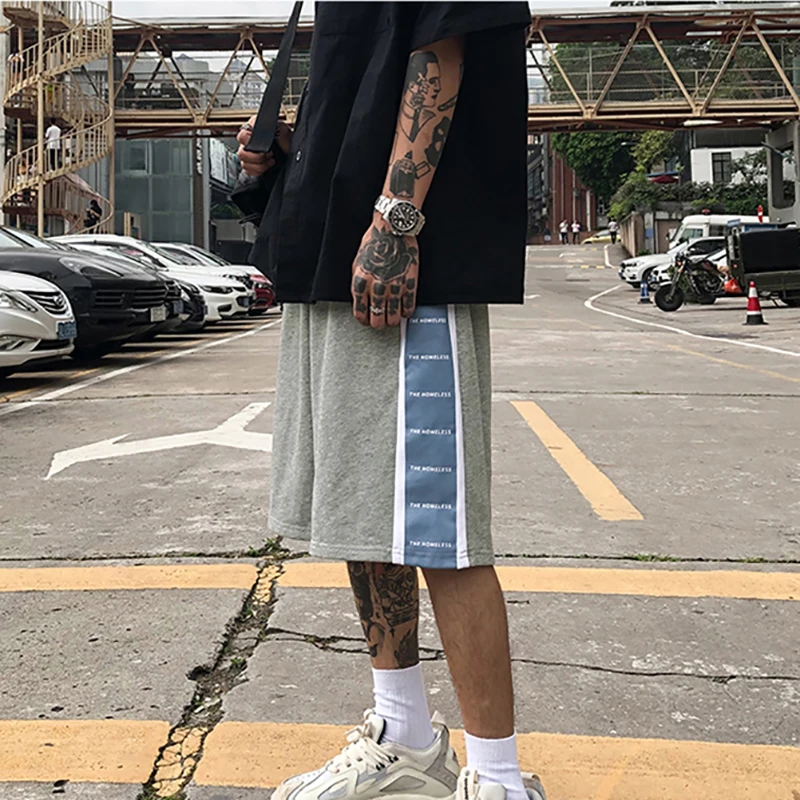 Шорты в стиле хип хоп с надписью по бокам уличная одежда летние беговые шорты