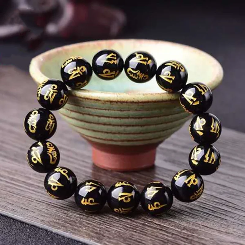 

100pcs Tibetan Buddhism Six-character Mantra Bead Bracelet Men's and Women's Proverbs Bracelet Jewelry Wholesale