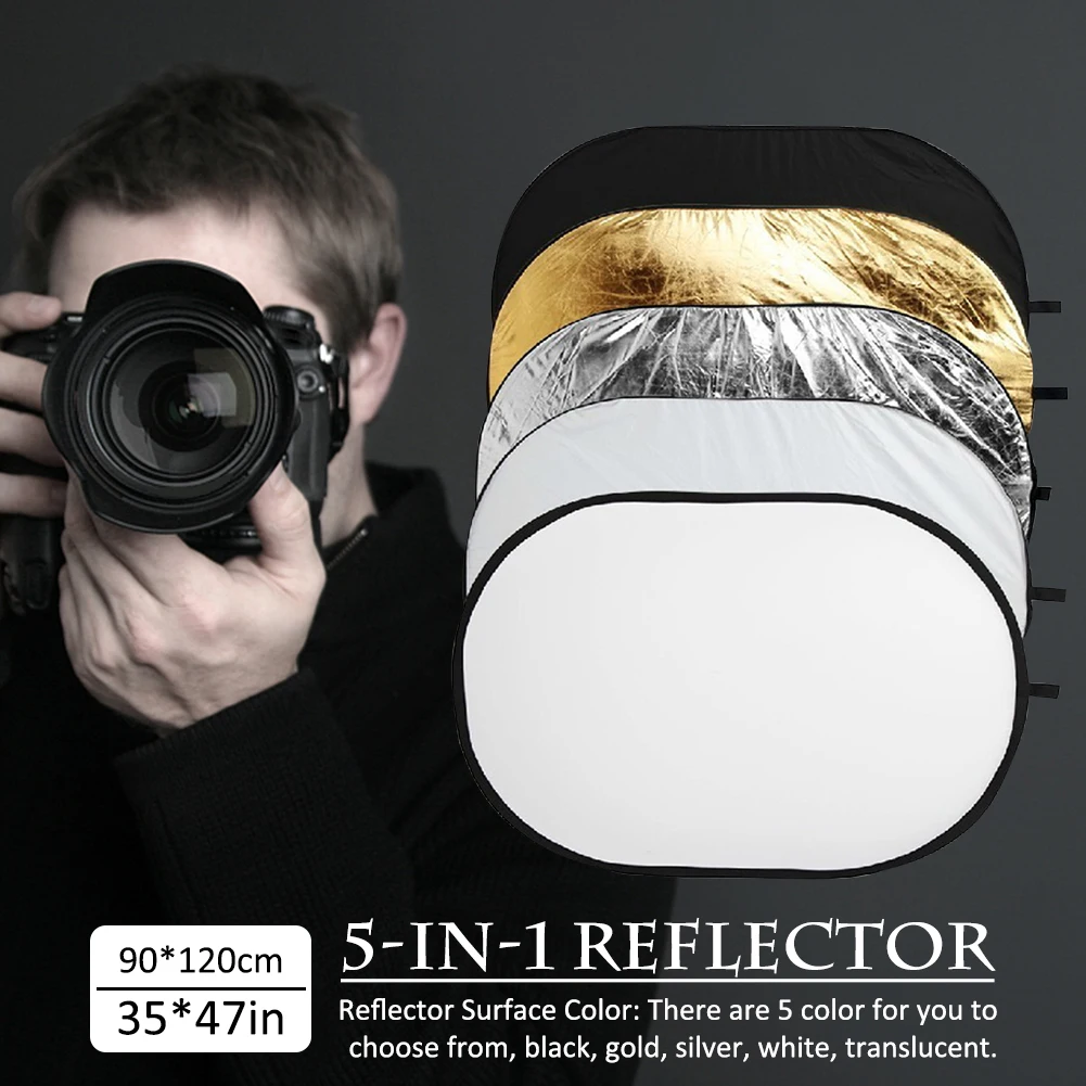 

90x120cm Reflector Camera Handhold Collapsible Reflector Plate Silver Camera Photo Accessories