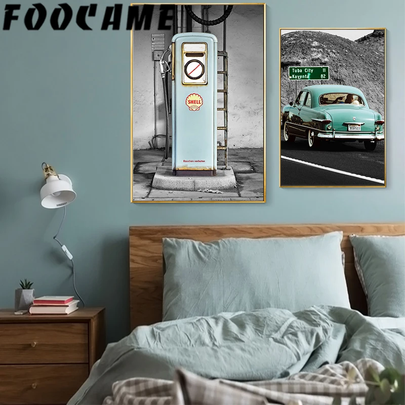 Скандинавский холст пейзаж живопись настенная винтажные плакаты и принты газ