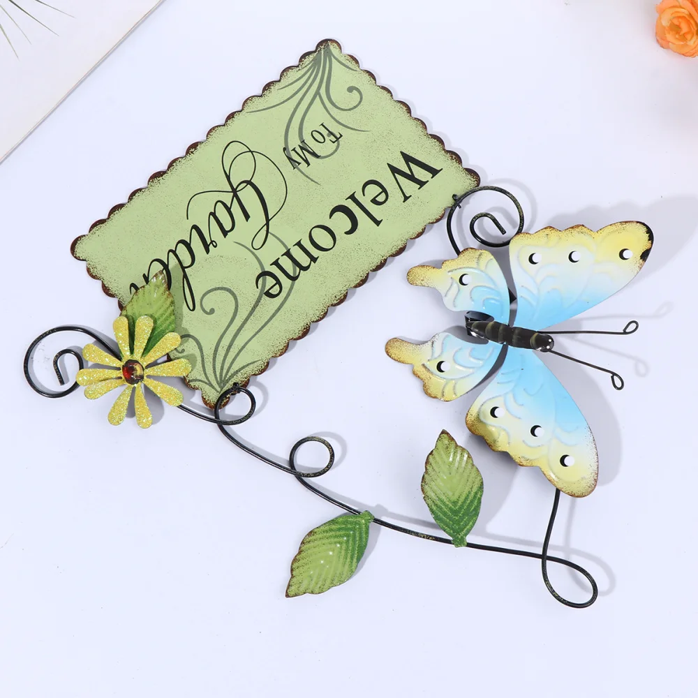 Железная подвесная доска креативная ручная роспись бабочки дверной знак Добро