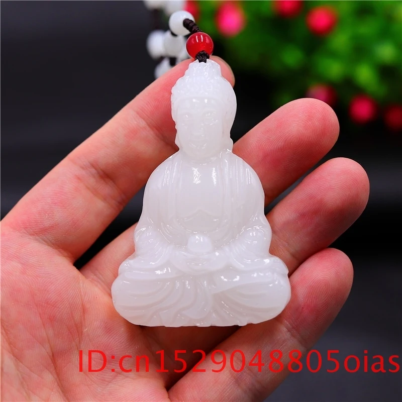 Ожерелье с подвеской в виде буддистского белого нефрита Женские китайские