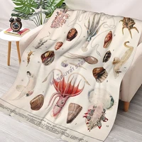 adolphe millot mollusques 01 french vintage zoology illustration throw blanket sherpa blanket cover bedding soft blankets