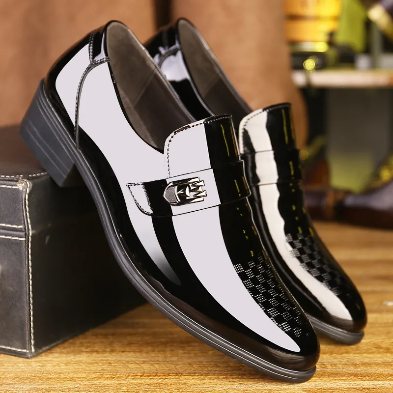 

Autumn New Men's Shoes Serpentine Fashion Formal Wear Business Men's Leather Shoes Pointed-Toe Slip-on Low Shoes Pumps
