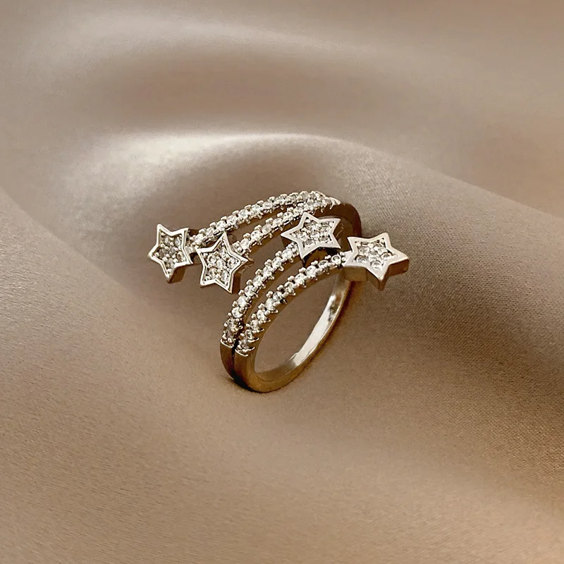

Bohemian New Fashion Star Zircon Opening Ring Charm Women's Wedding Party Ring Fashion Casual Jewelry Adjustable Ring