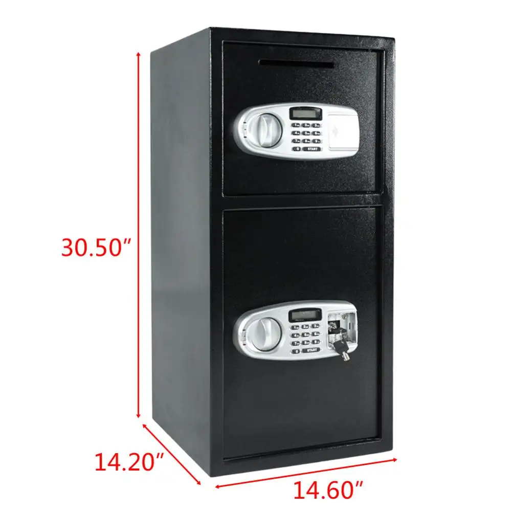 

Digital Safe Box Keypad Double Depository Money Bank Safety Security Box Jewelry Document Secret Stash Black 77.5 X 37 X 36cm