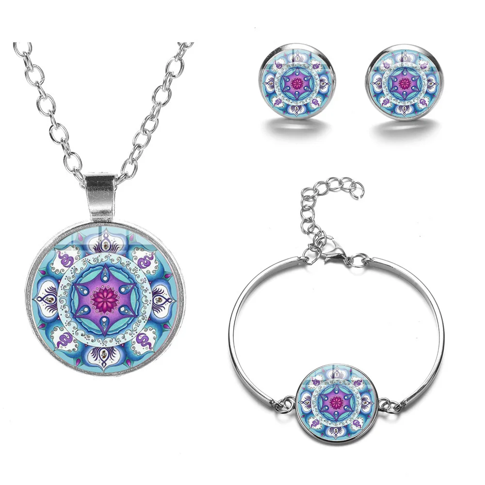 Комплект ювелирных изделий Мандала Лотос чакра Йога Священная Геометрия жизни