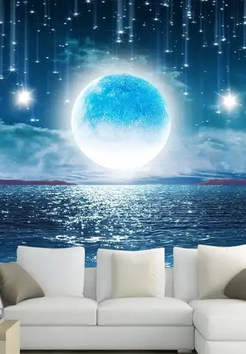 3d фоновые обои звездное небо подвесной потолок галактика Луна роспись Гостиная