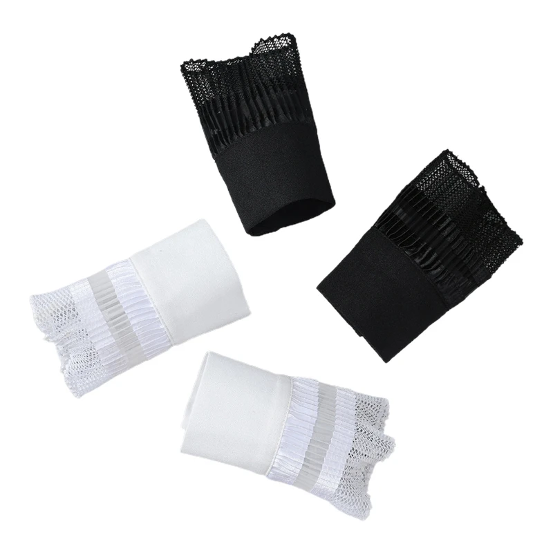 

Женские ажурные сетчатые манжеты из рога со складками прозрачные кружевные Съемные поддельные рукава свитер декоративный браслет